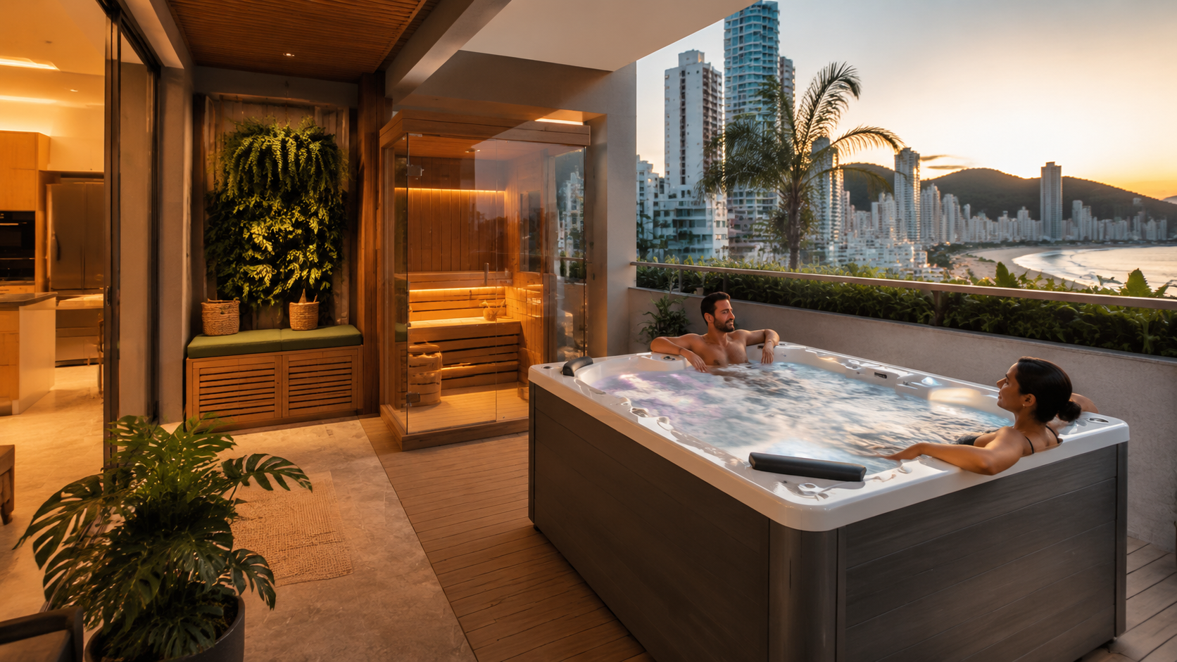 Spa de acrílico OnZen na hora dourada